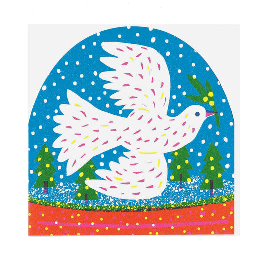 White Bird Large Snowglobe Card