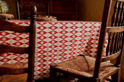 Merlot Seville Star Blockprint Tablecloth