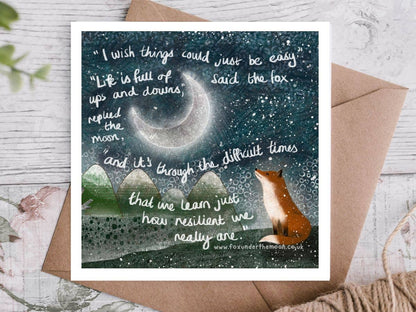 ‘Resilient’ Greeting Card - Fox Under The Moon