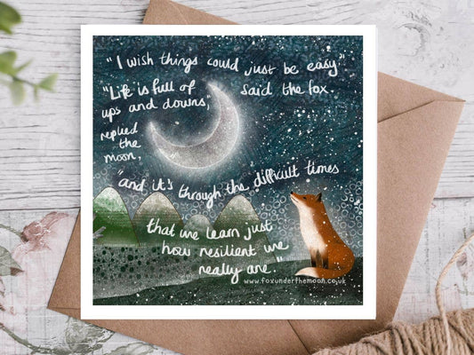 ‘Resilient’ Greeting Card - Fox Under The Moon