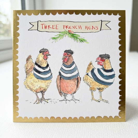 '3 French Hens' Christmas Card