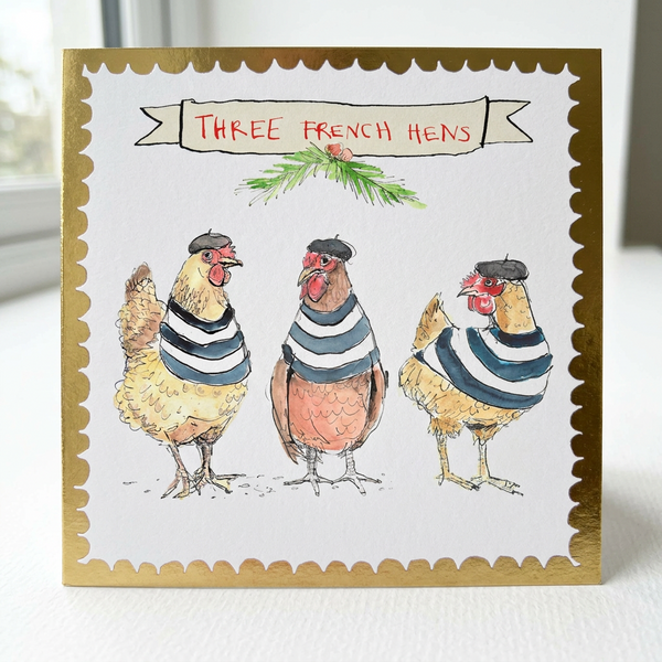 '3 French Hens' Christmas Card