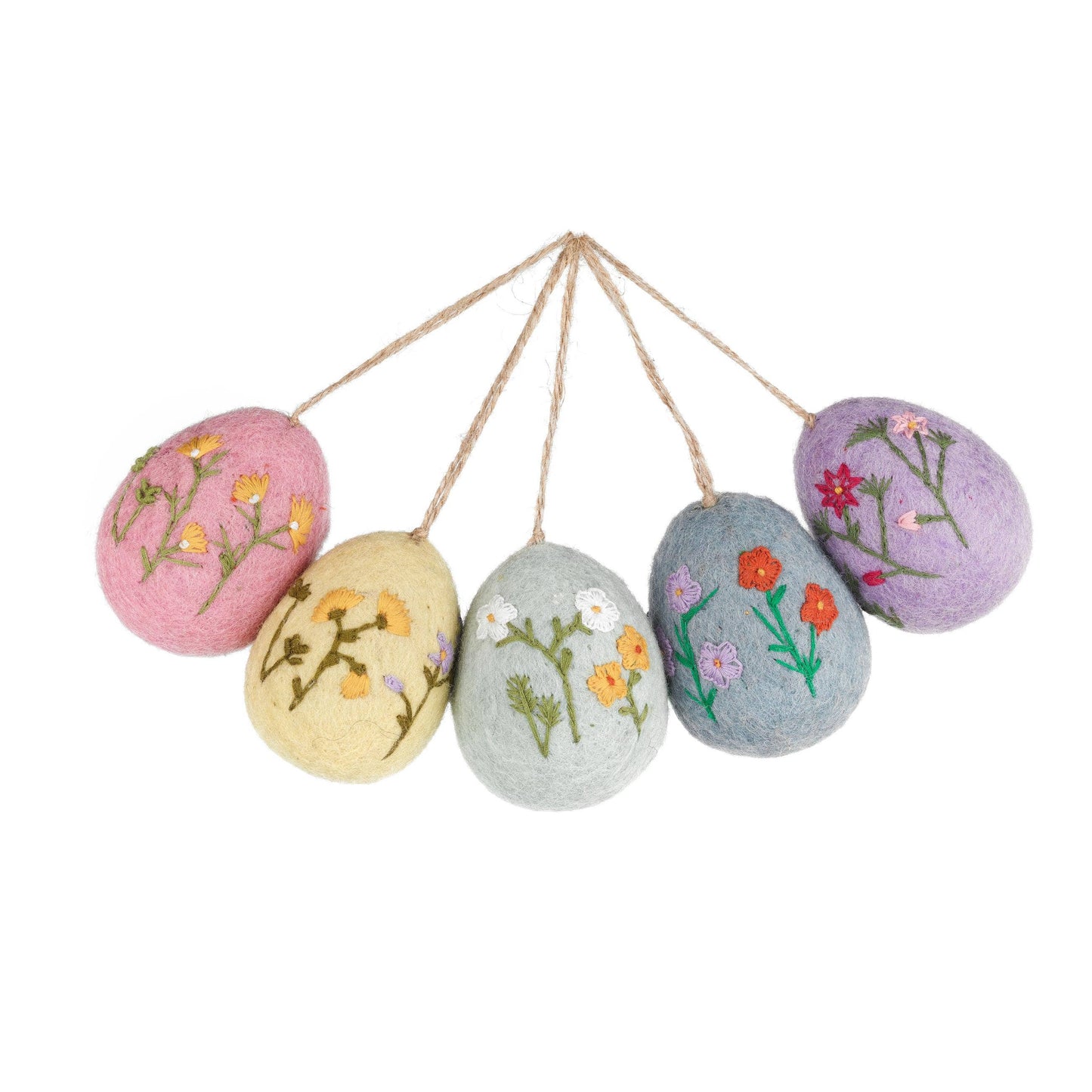 Spring Bouquet Felt Easter Egg Decorations Set of 5