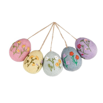 Spring Bouquet Felt Easter Egg Decorations Set of 5