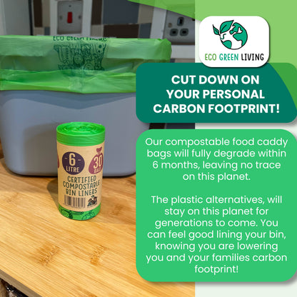 Eco Green Living Compostable Caddy Bags 6L - 30 bags