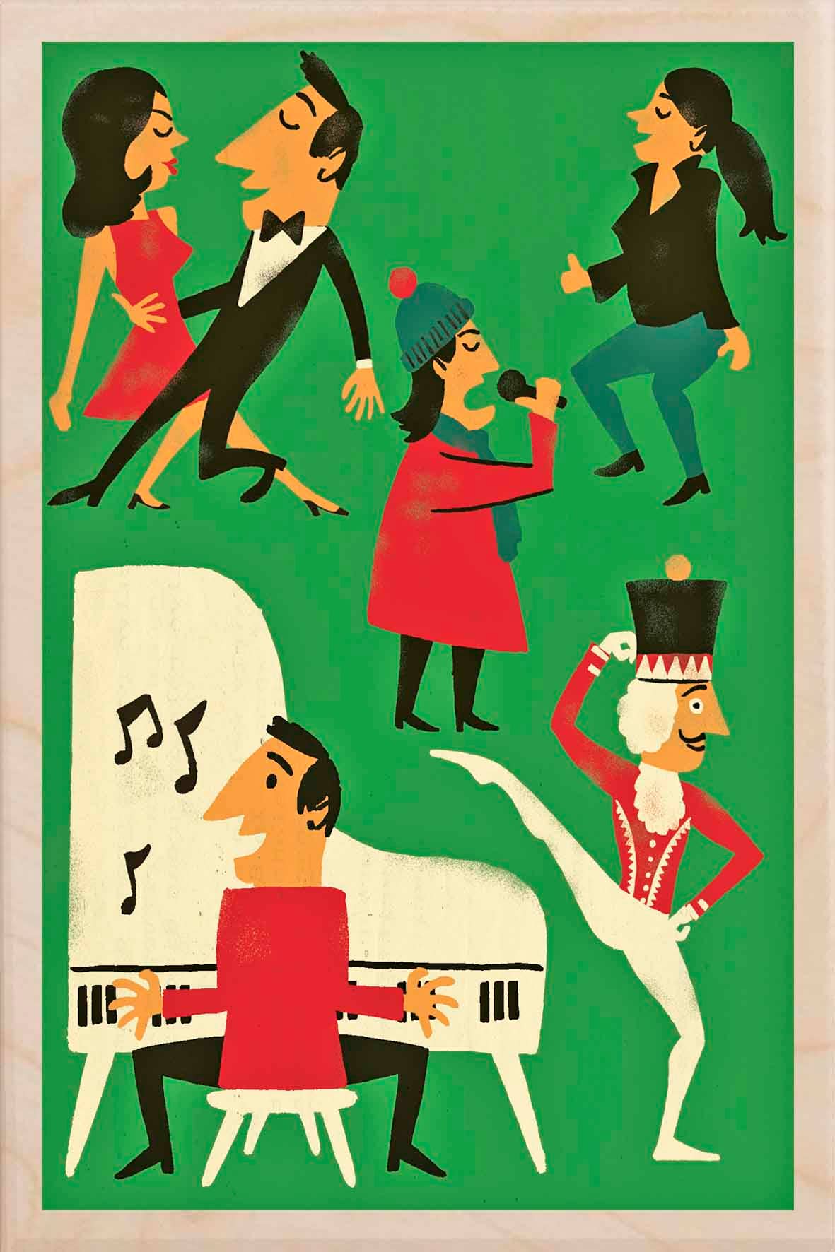 Christmas Boogie Wooden Postcard |Stocking Filler