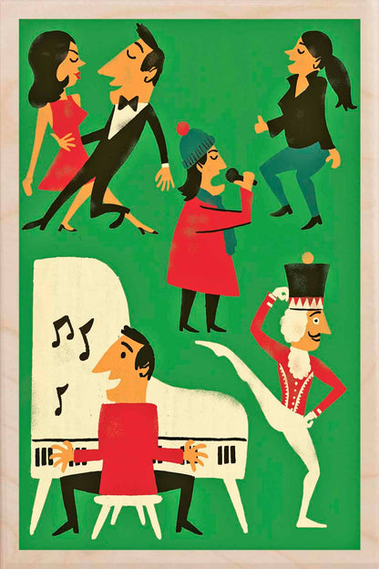 Christmas Boogie Wooden Postcard |Stocking Filler