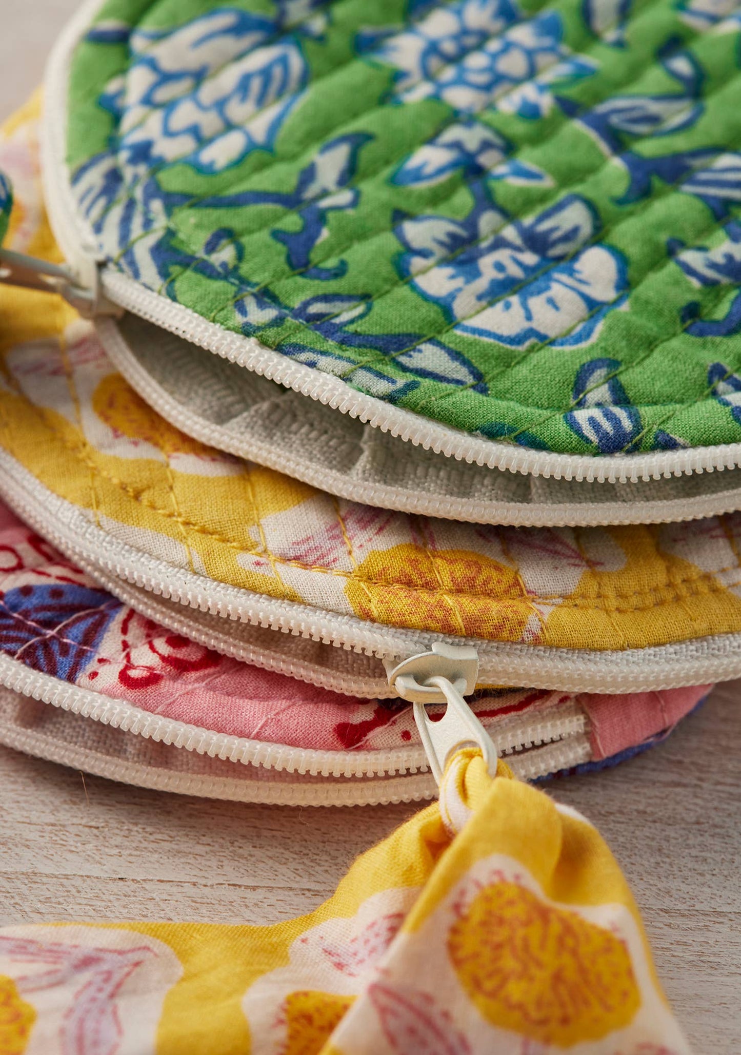 Block Print Round Coin Purse