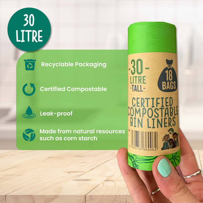 30 Litre Compostable Bin Liners – 18 bags