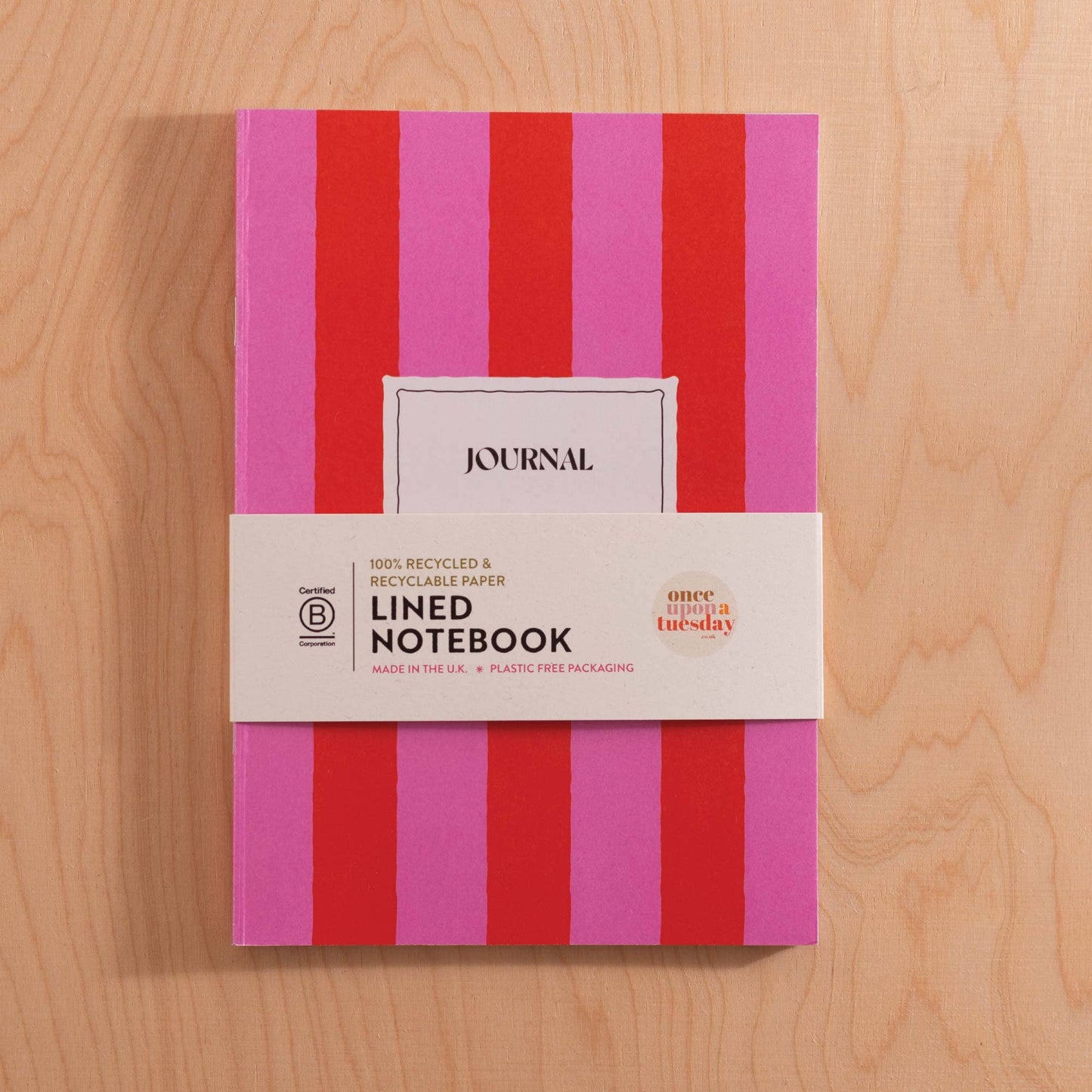 Hot Pink Stripe A5 Lined Pocket Notebook