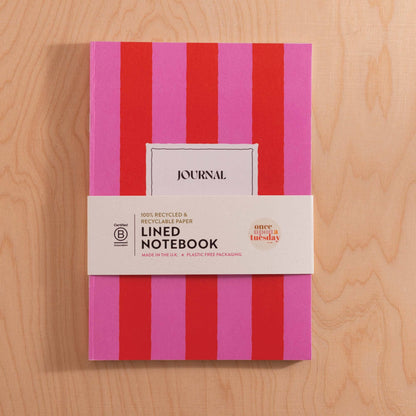 Hot Pink Stripe A5 Lined Pocket Notebook