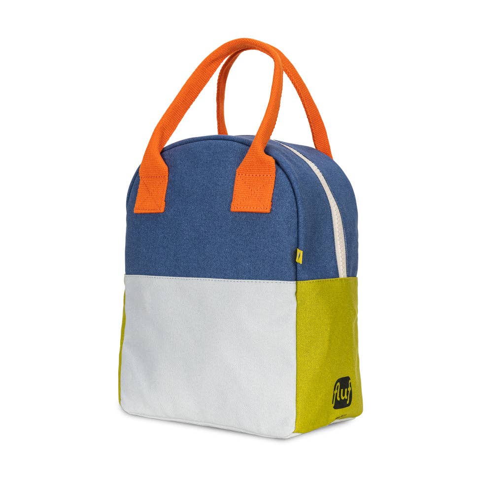 Fluf Zipper Lunch Bag Two Tone Citrus Sky