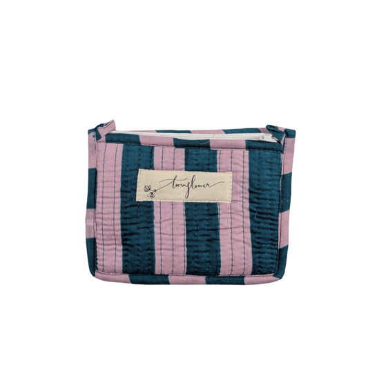 Lilac & Blue Striped Quilted Small Pouch Purse