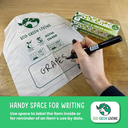 Eco Green Living Compostable Plastic Free Food & Freezer Bags 4L - 25 Bags