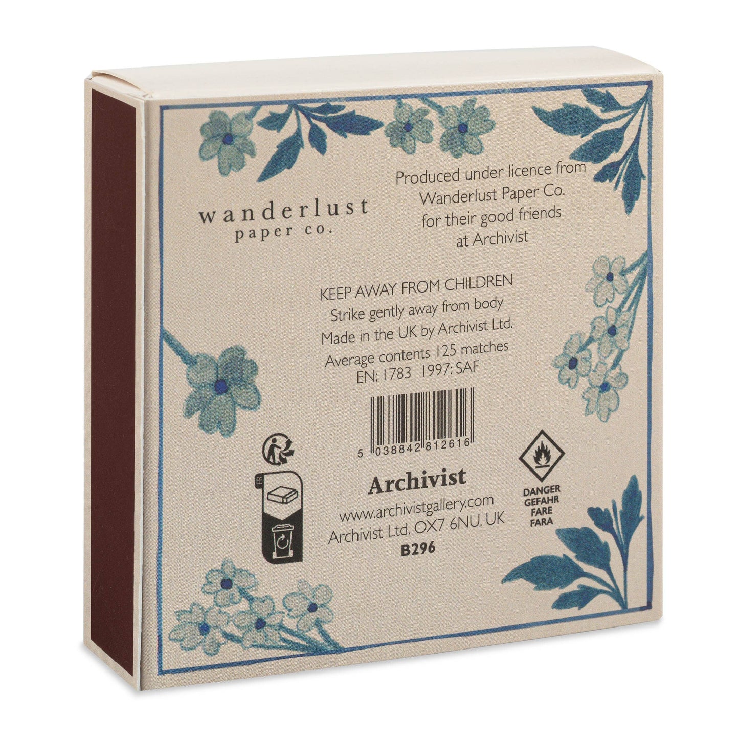 Blue Floral Safety Matches