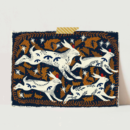 Running Hares Greeting Card
