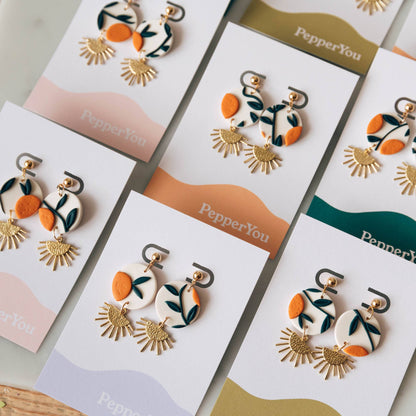 Orange Tree Sunset Drop Earrings