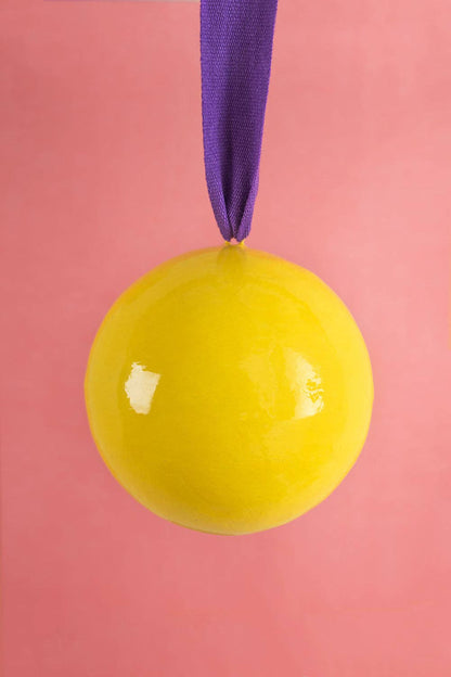 Yellow and Purple Colourblock Bauble