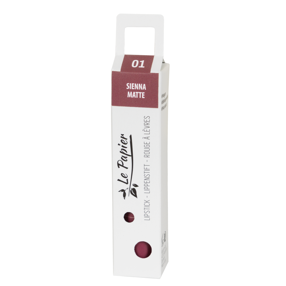 Plastic Free Matte Lipstick in Paper Tube - Sienna 01