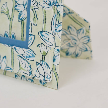 Block Printed Picture Frame - Lotus Indigo