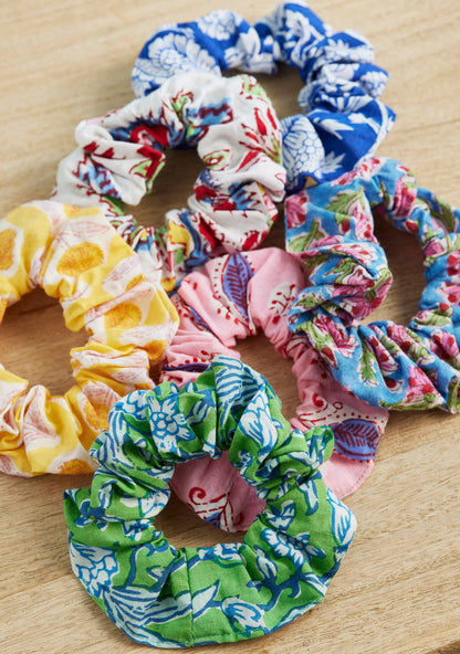 Indian Block Print Cotton Scrunchie