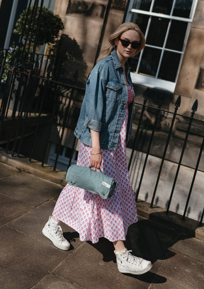Recycled Wool Picnic Blanket - Sage Herringbone