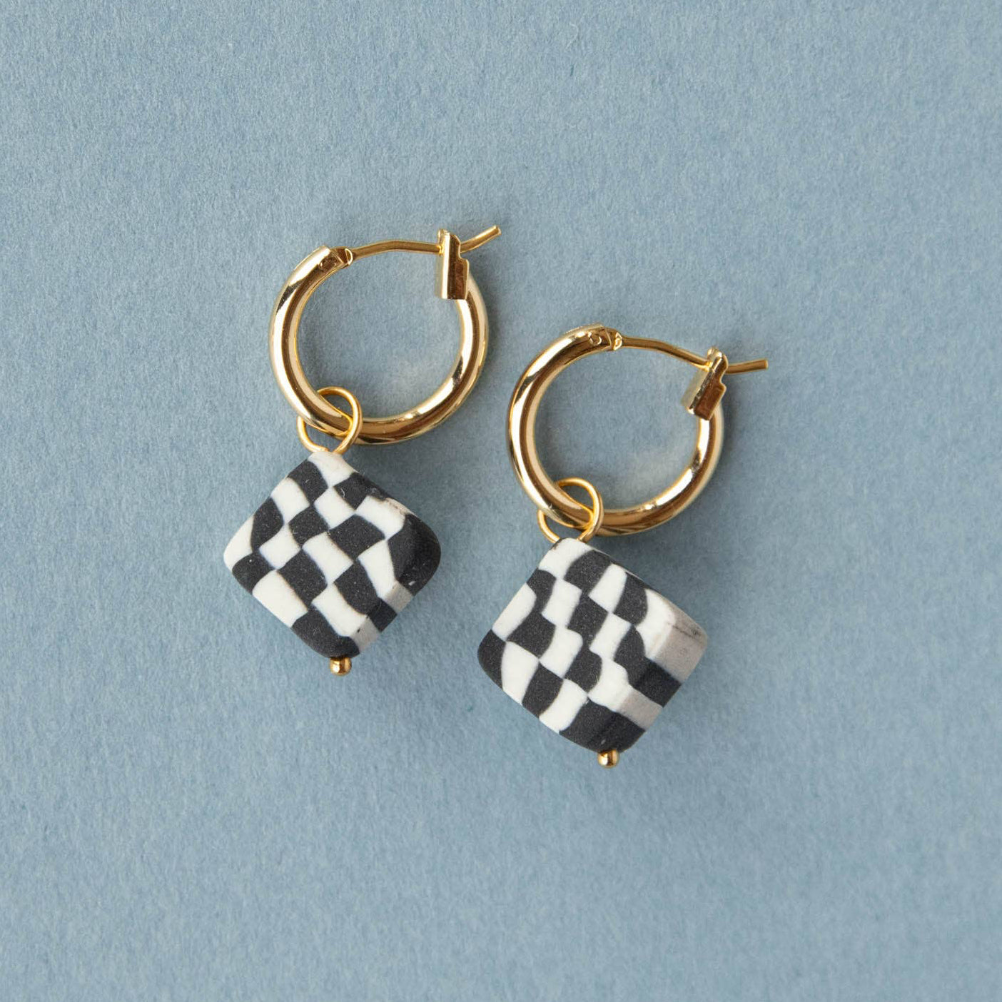 Checker Charm Hoop Earrings