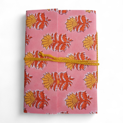 Pink Hand Printed Fabric Notebook