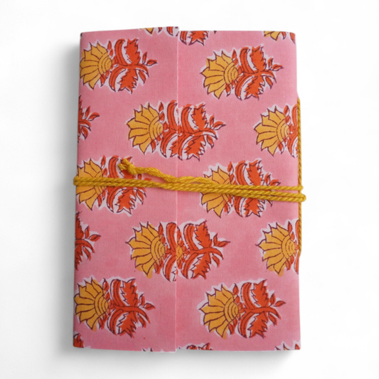 Pink Hand Printed Fabric Notebook