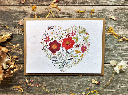 Floral Heart Plantable Card