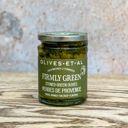 Firmly Green Stoned Green Olives Herbes de Provence