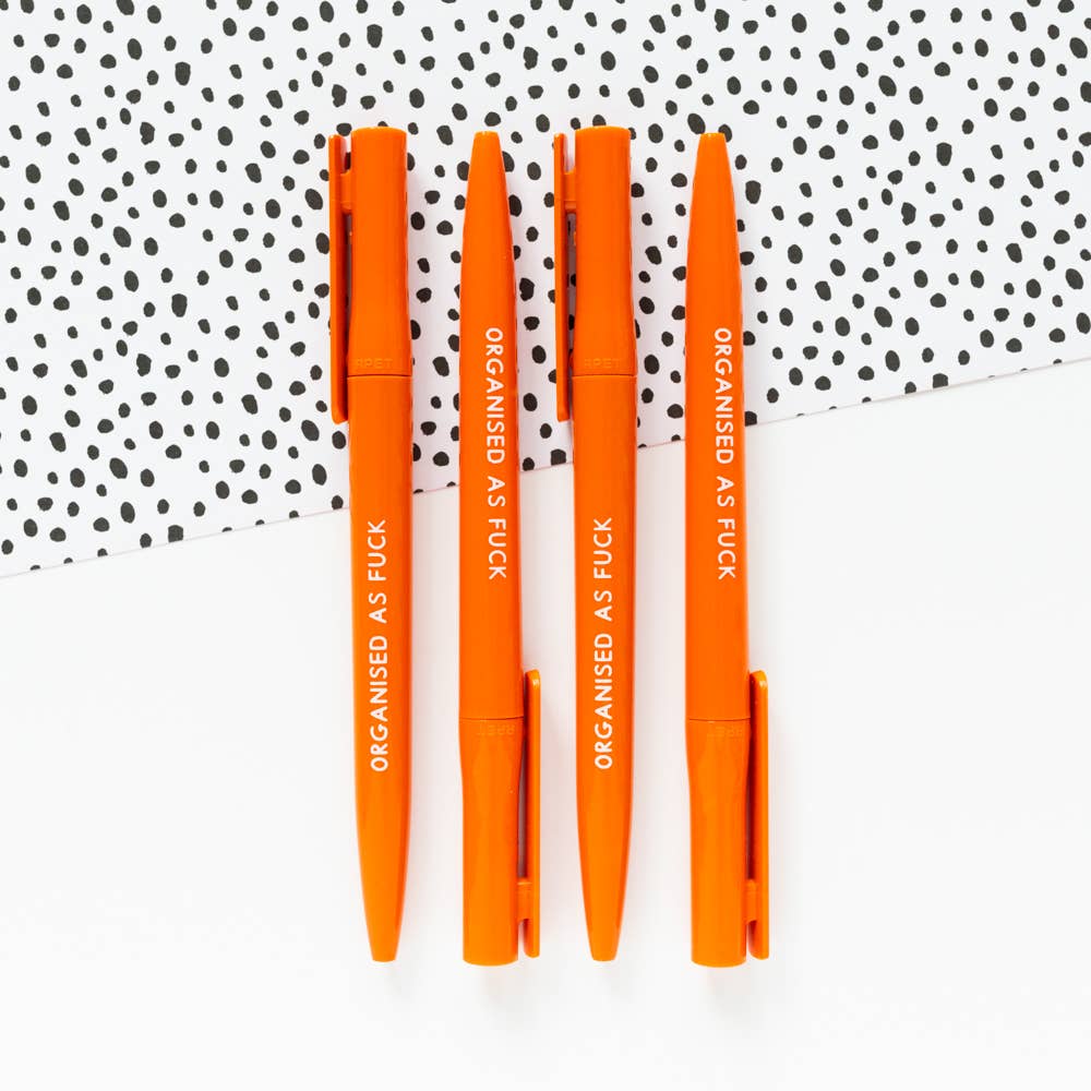 ‘Organised As Fuck’ Recycled Eco Ballpoint Pen - Orange