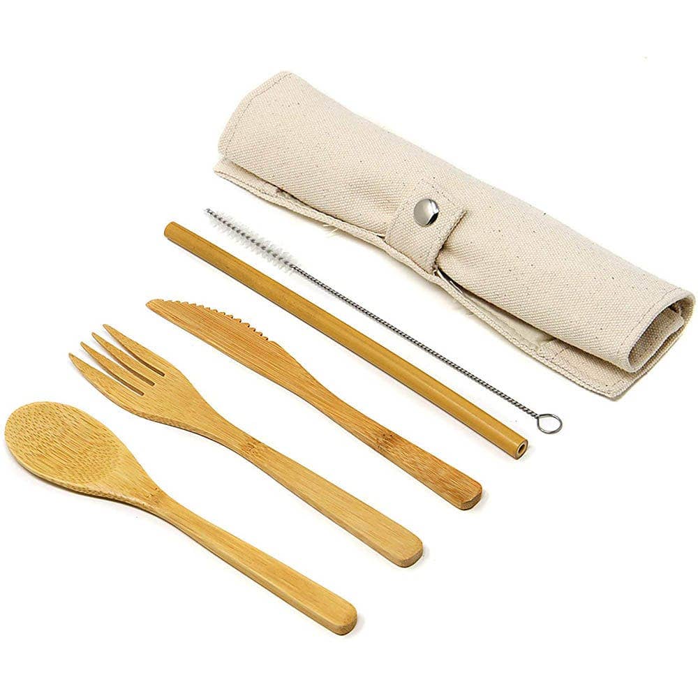 Olive Green Cotton Bamboo Cutlery Wrap