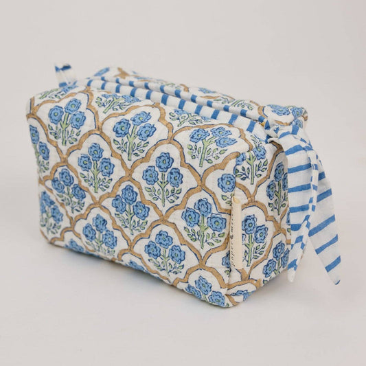 Indigo Trellis Organic Cotton Toiletries & Makeup Bag