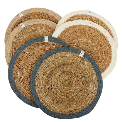 ReSpiin Set of 6 Seagrass & Jute Tablemats - Naturals | Sustainable