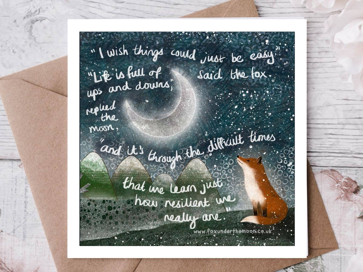 ‘Resilient’ Greeting Card - Fox Under The Moon