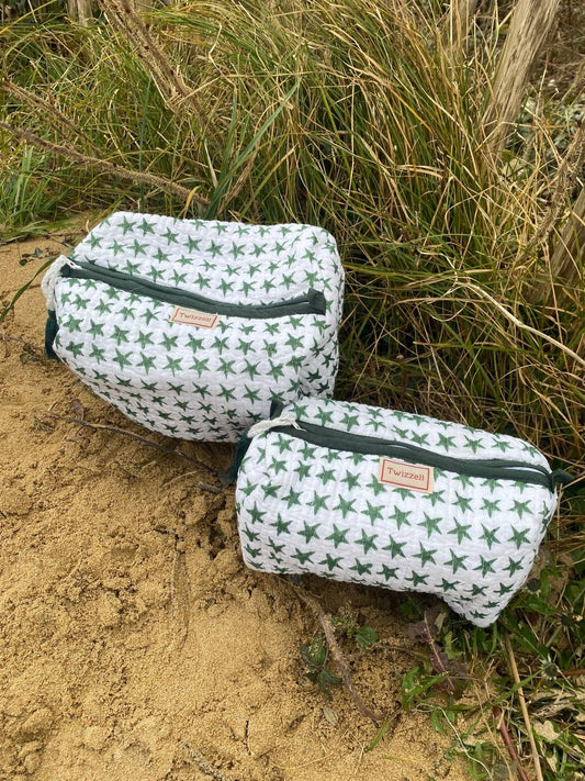 Green Star Quilted Wash Bag