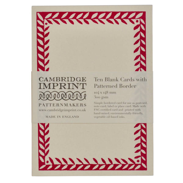 10 Postcards with Patterned Border in Bright Pink
