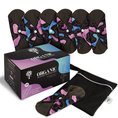 Reusable Sanitary Pads 6Pk - 3 Sizes Available