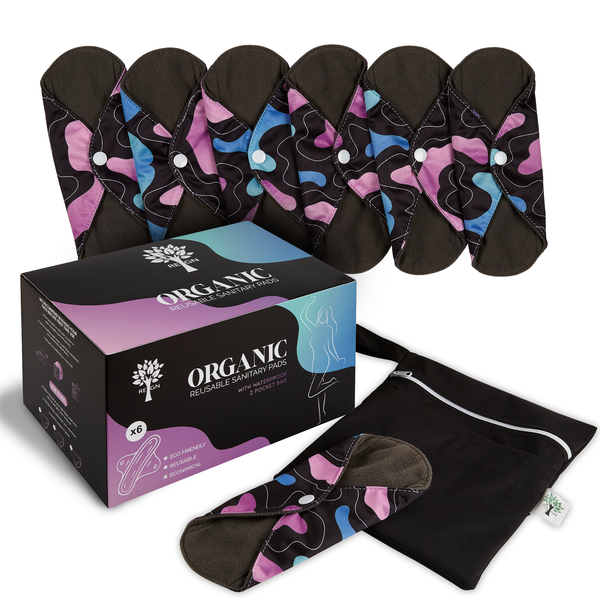 Reusable Sanitary Pads 6Pk - 3 Sizes Available