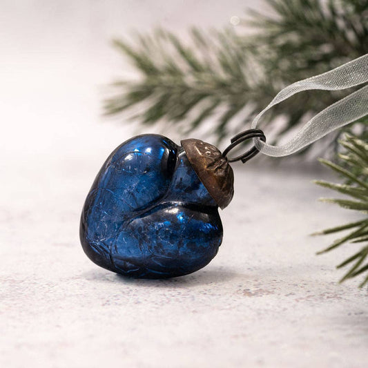 Set of 6 Small 1" Old Navy Crackle Glass Hearts