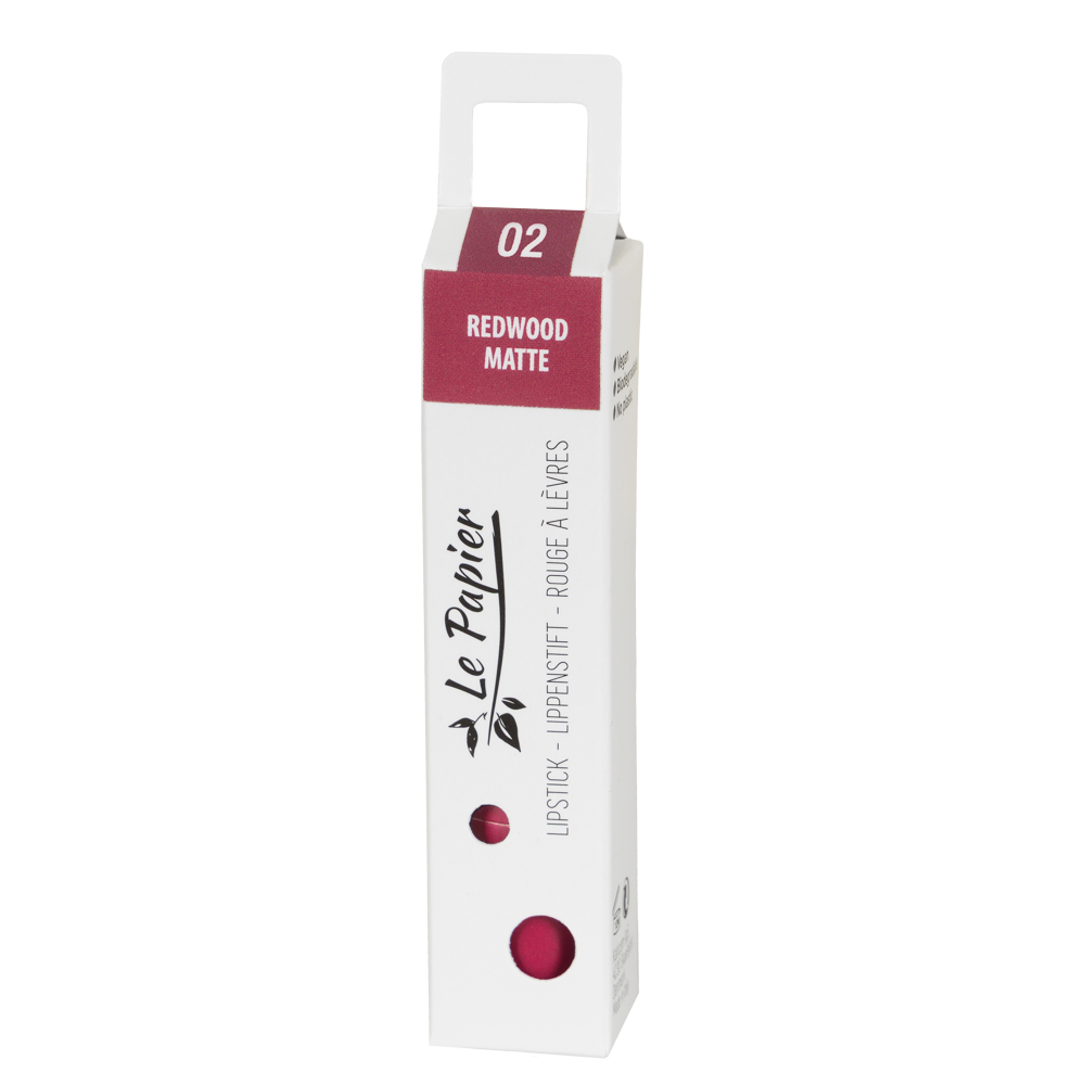 Plastic Free Matte Lipstick in Paper Tube - Redwood 02