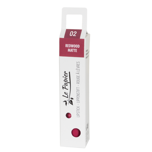 Plastic Free Matte Lipstick in Paper Tube - Redwood 02