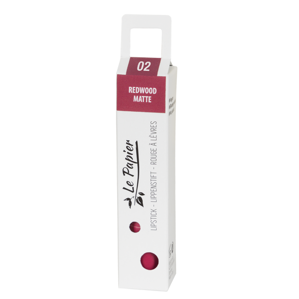 Plastic Free Matte Lipstick in Paper Tube - Redwood 02