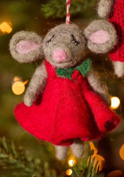 Mr & Mrs Mouse - Felt Christmas Mice Decorations