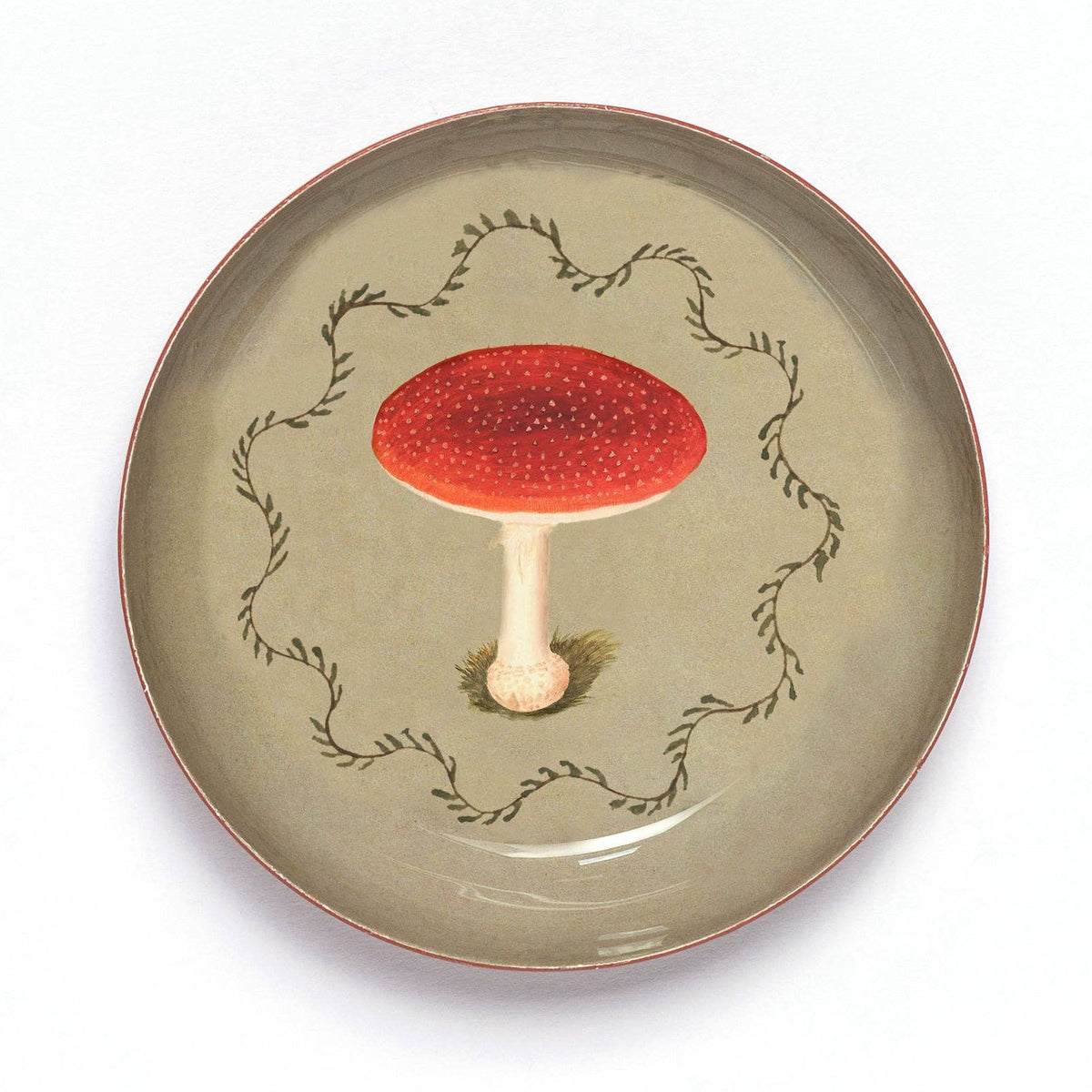 Mushroom Round Enamel Printed Tray