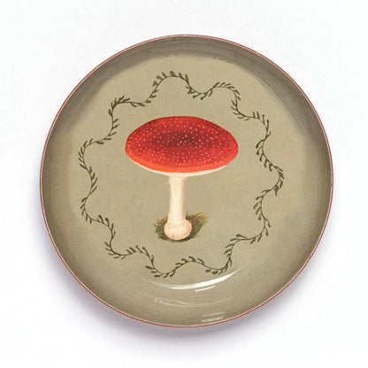 Mushroom Round Enamel Printed Tray