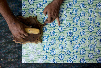 Block Printed Picture Frame - Lotus Indigo