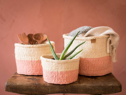 Dusky Pink Woven Basket