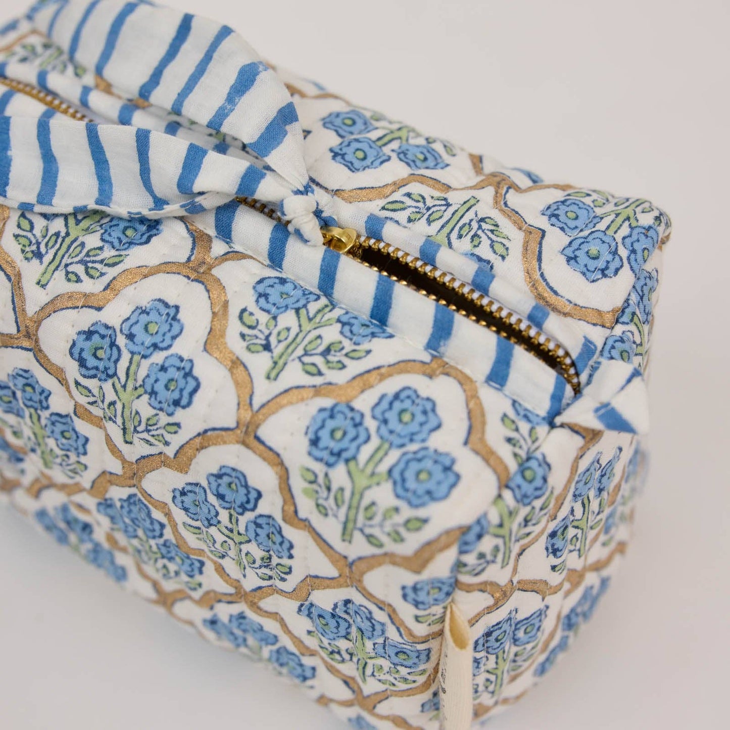 Indigo Trellis Organic Cotton Toiletries & Makeup Bag